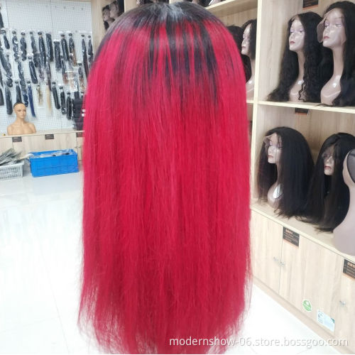 Straight Lace Frontal Wig 1B Purple 350 Red Green Brazilian Human Hair Lace Closure Front Wigs